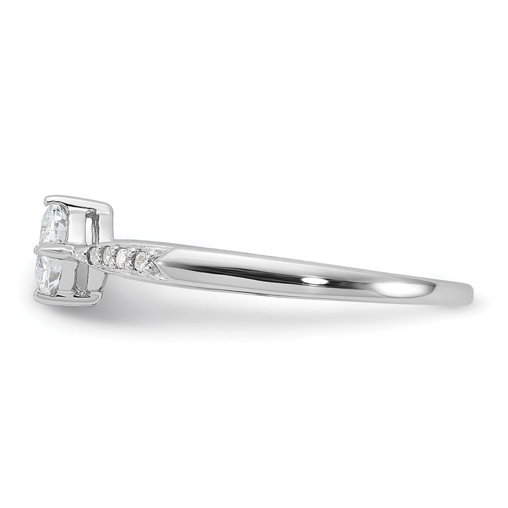Sterling Silver Rhodium-plated Polished and Square Shaped CZ Ring - 2
