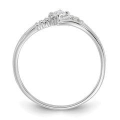 Sterling Silver Rhodium-plated and CZ Ring - 6