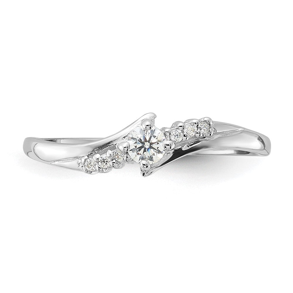 Sterling Silver Rhodium-plated and CZ Ring - 6