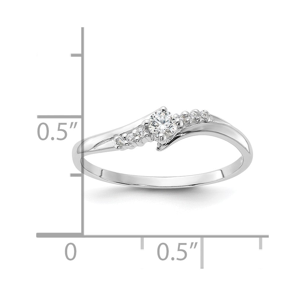 Sterling Silver Rhodium-plated and CZ Ring - 6