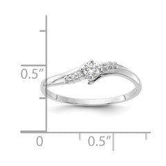 Sterling Silver Rhodium-plated and CZ Ring - 6