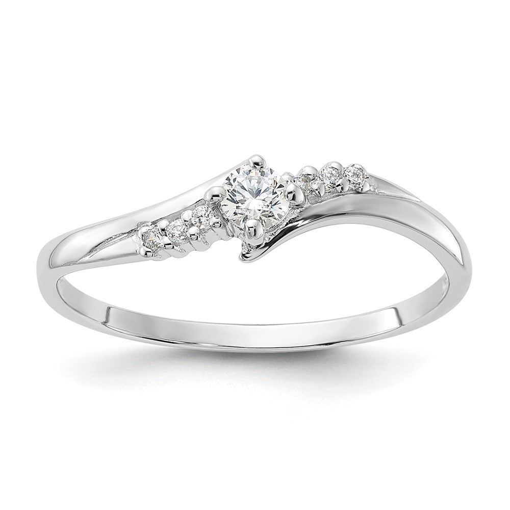 Sterling Silver Rhodium-plated and CZ Ring - 6