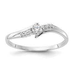 Sterling Silver Rhodium-plated and CZ Ring - 6