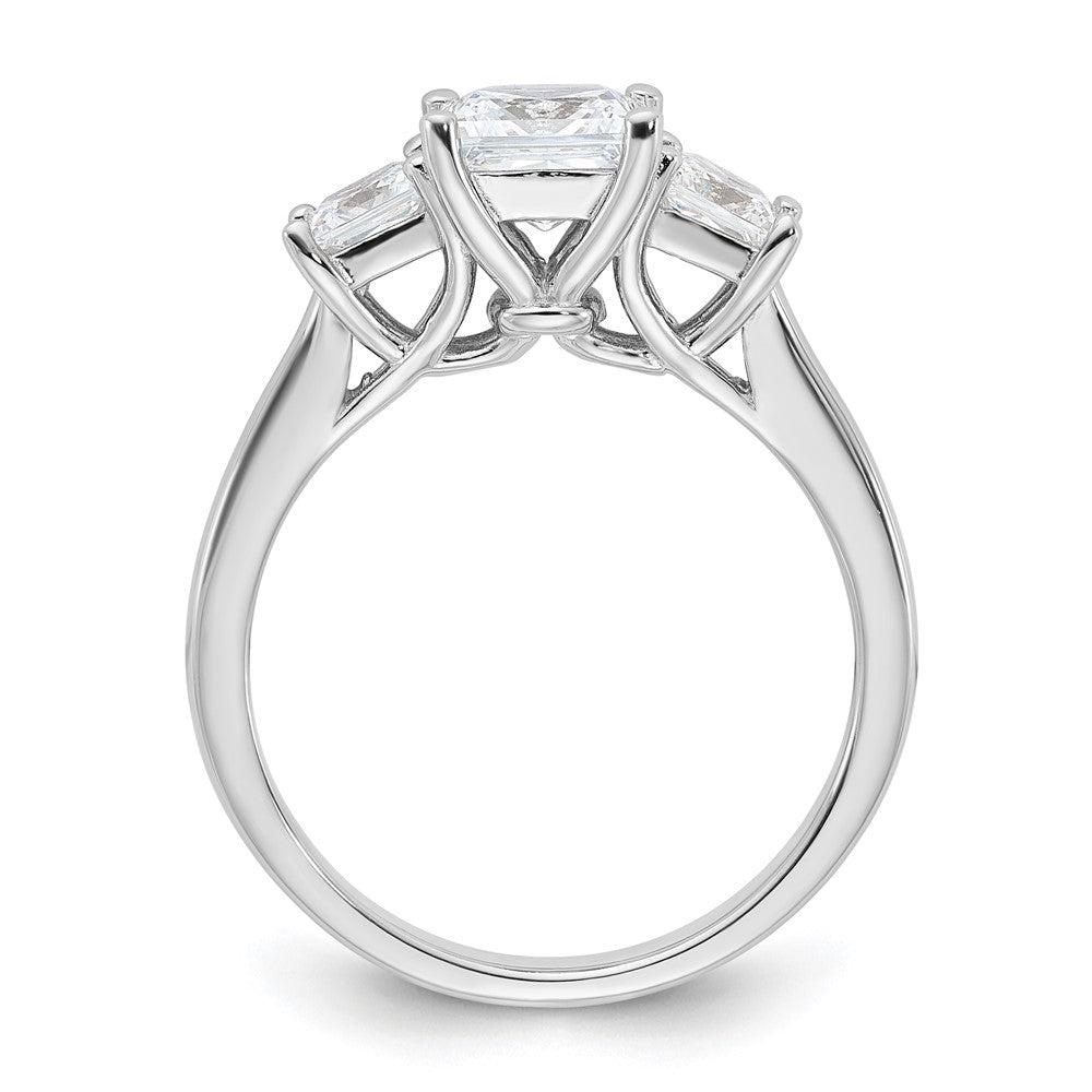 Sterling Silver Rhodium-plated & CZ 3 Stone Ring - 3