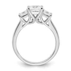 Sterling Silver Rhodium-plated & CZ 3 Stone Ring - 3