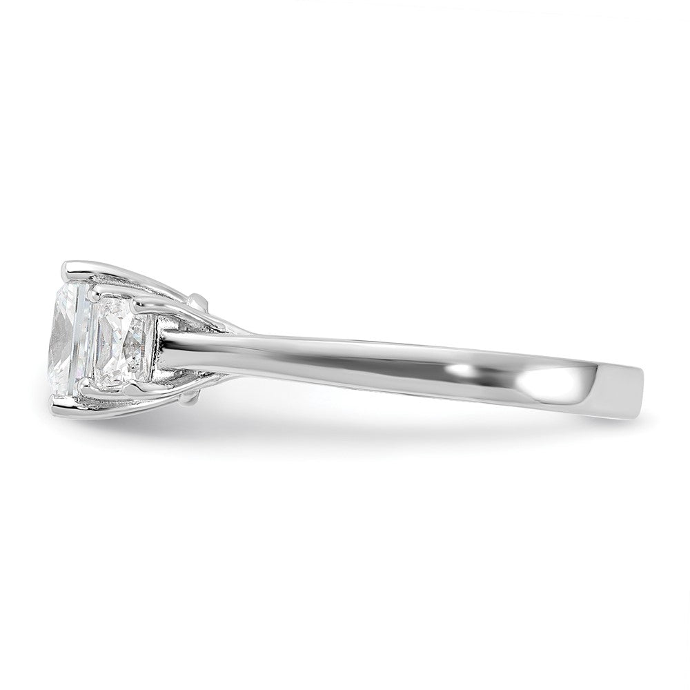 Sterling Silver Rhodium-plated & CZ 3 Stone Ring - 3