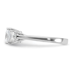 Sterling Silver Rhodium-plated & CZ 3 Stone Ring - 3