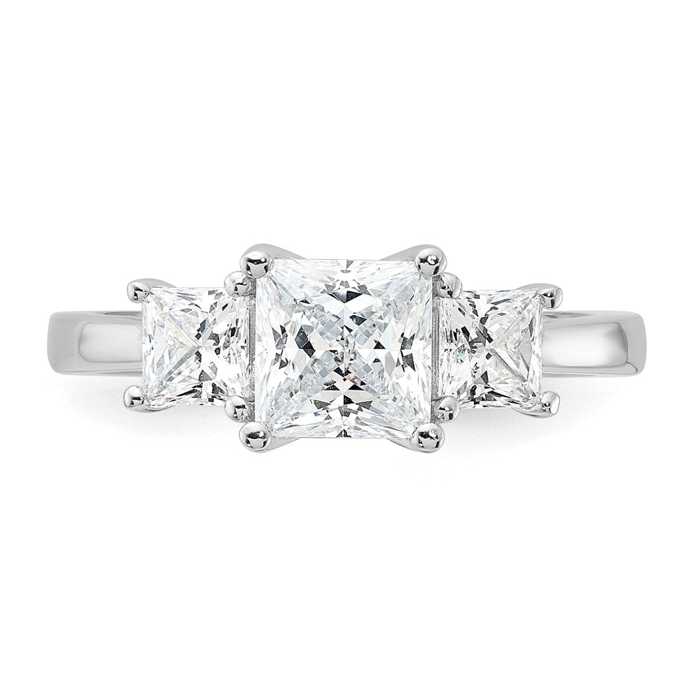 Sterling Silver Rhodium-plated & CZ 3 Stone Ring - 3