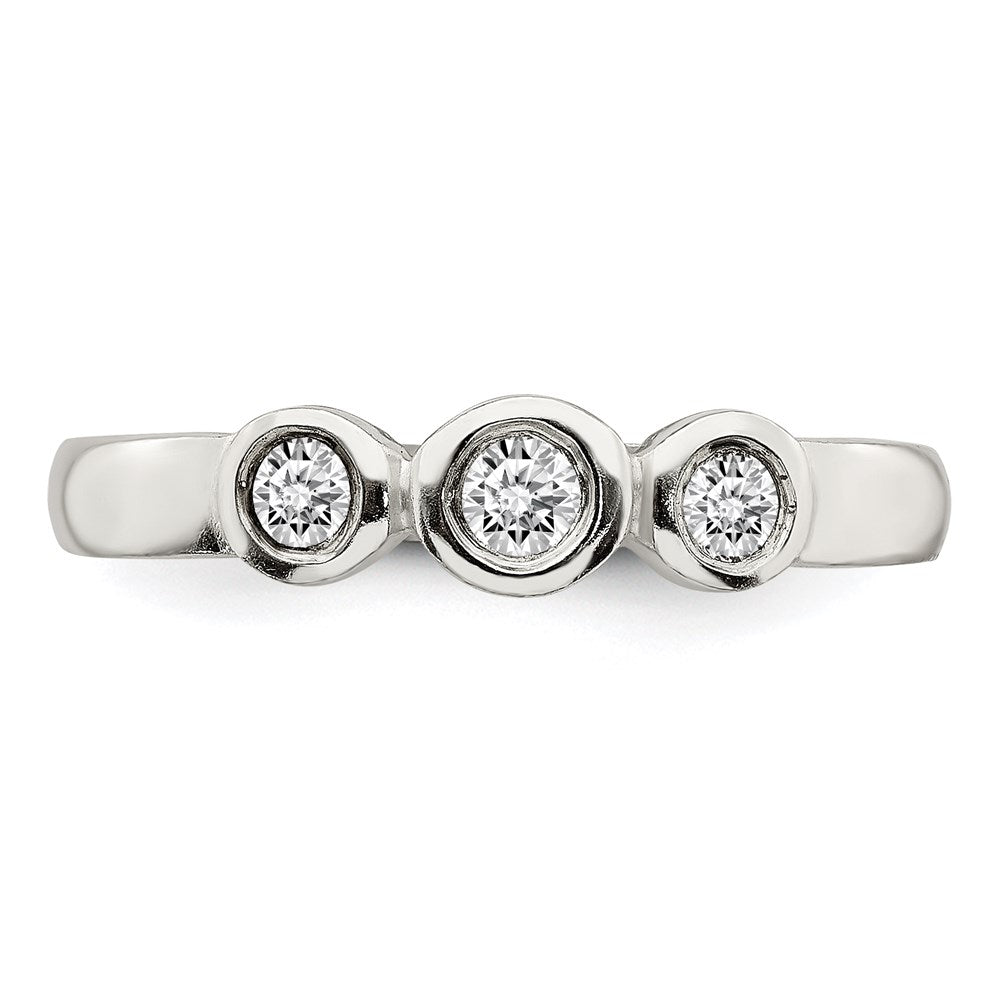 Sterling Silver Polished CZ Ring - 8