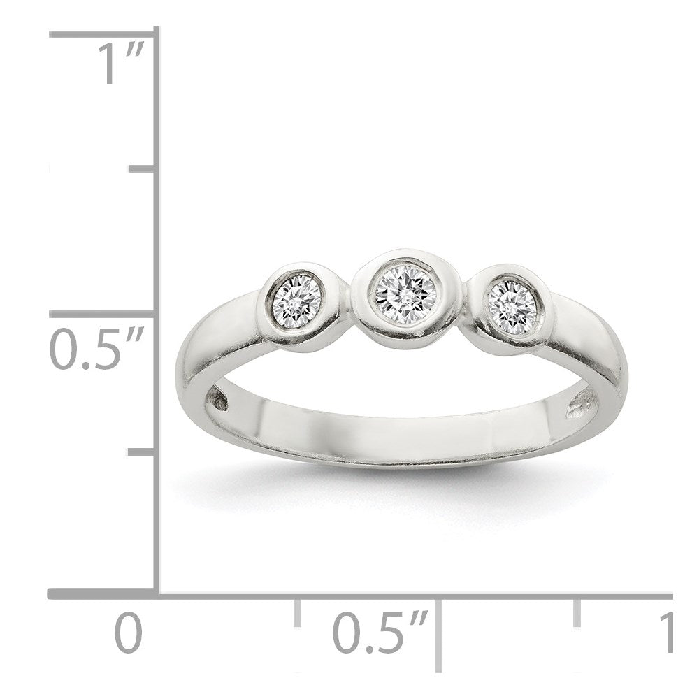 Sterling Silver Polished CZ Ring - 8