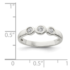 Sterling Silver Polished CZ Ring - 8