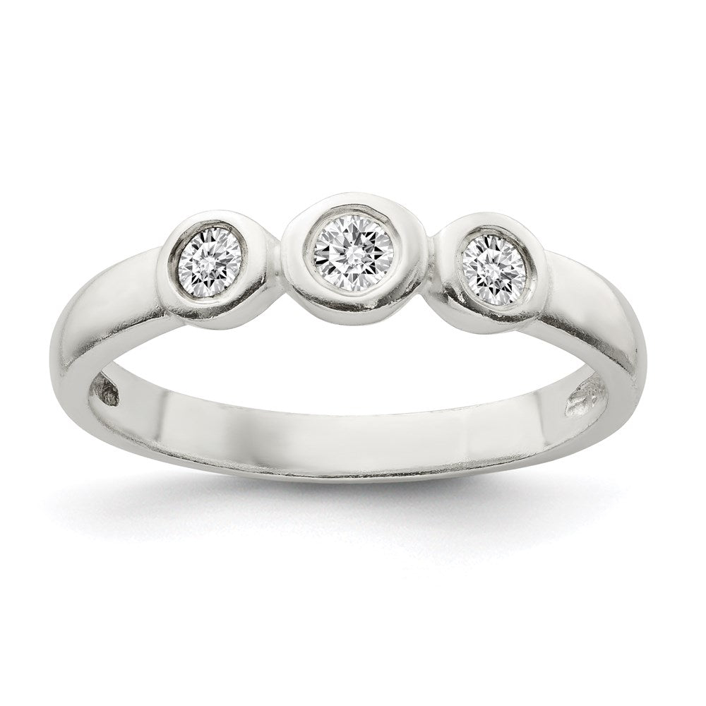 Sterling Silver Polished CZ Ring - 8