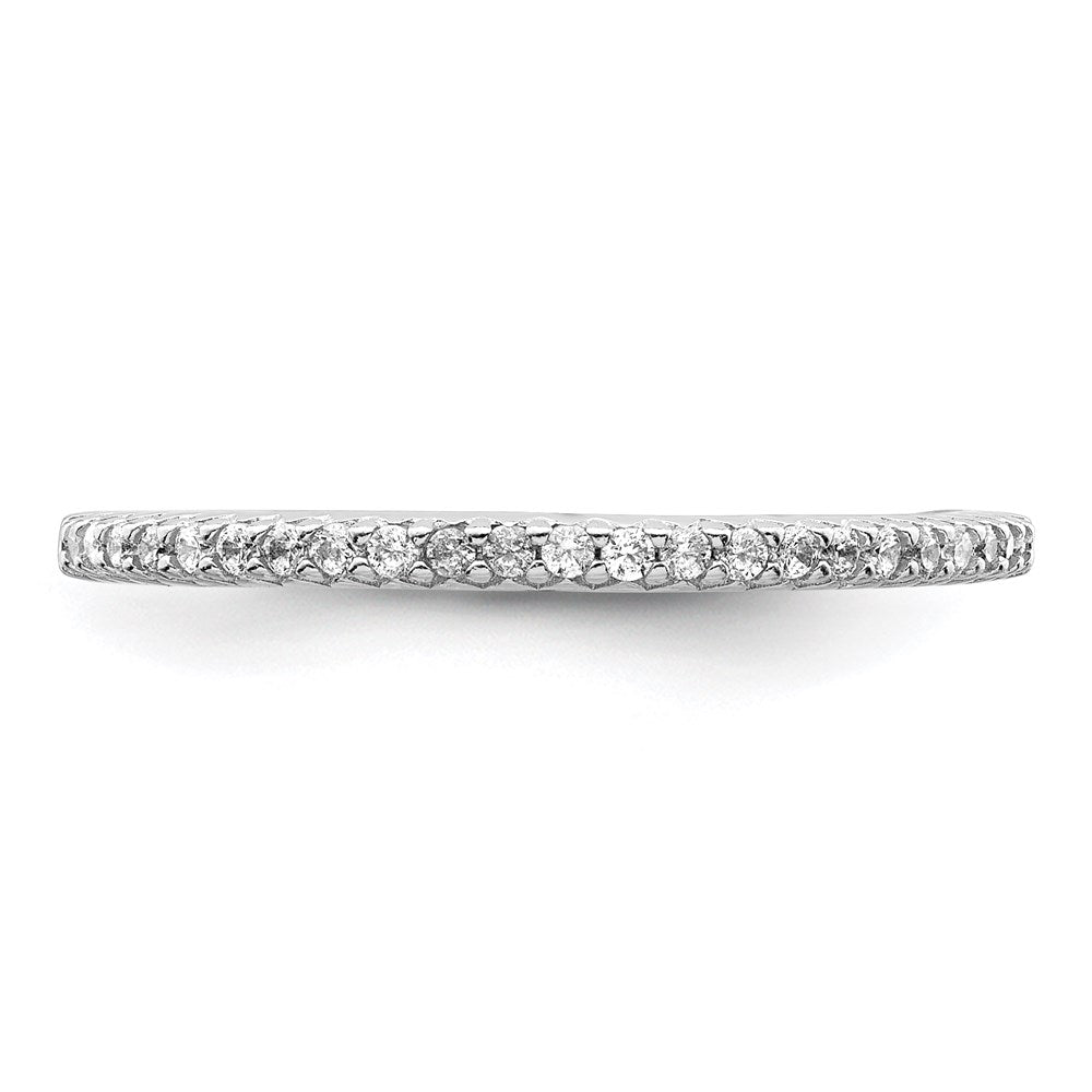 Sterling Silver Rhodium-plated Polished CZ Ring - 8