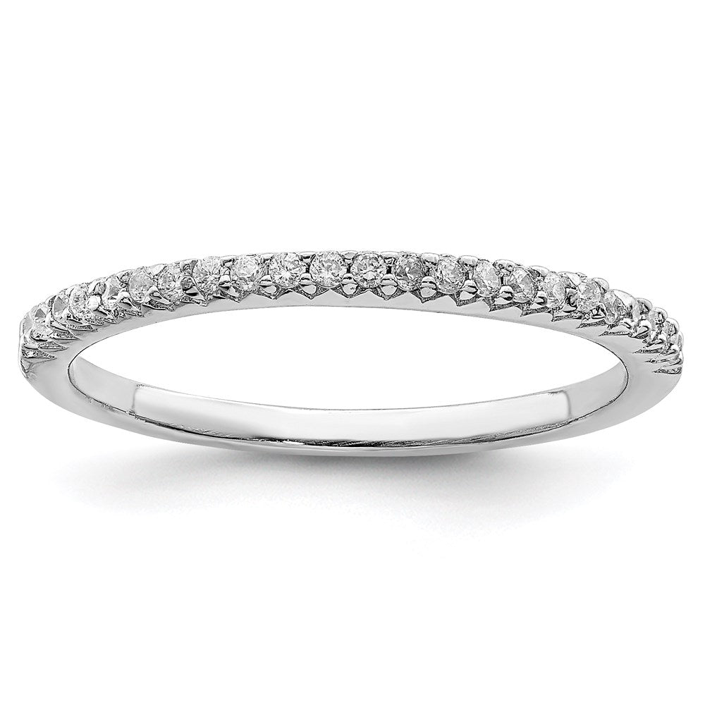 Sterling Silver Rhodium-plated Polished CZ Ring - 8