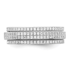 Sterling Silver Polished Rhodium-plated CZ Pavâ Eternity Motion Ring - 2