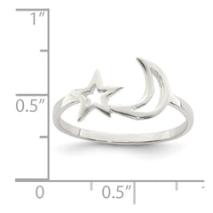 Sterling Silver Polished Star & Moon Ring - 2