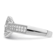 Sterling Silver Rhodium-plated CZ Buckle Ring - 3