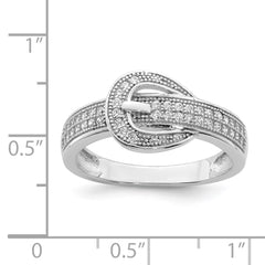 Sterling Silver Rhodium-plated CZ Buckle Ring - 3