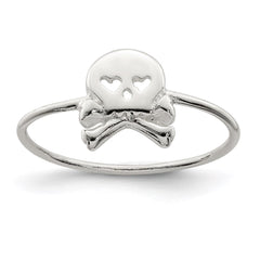 Sterling Silver Polished Skull & Crossbones Ring - 2