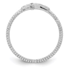 Sterling Silver Rhodium-plated Polished & Textured CZ Cross Ring - 6