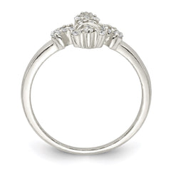 Sterling Silver Polished CZ Fleur De Lis Ring - 3