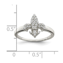 Sterling Silver Polished CZ Fleur De Lis Ring - 3