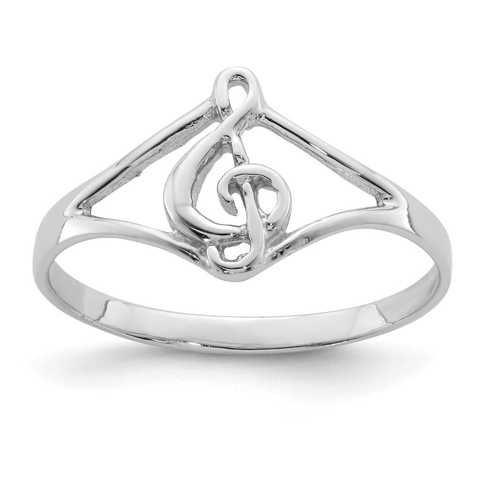 Sterling Silver Rhodium-plated Polished Music Note Ring - 3