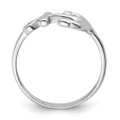 Sterling Silver Rhodium-plated Polished Anchor Ring - 4