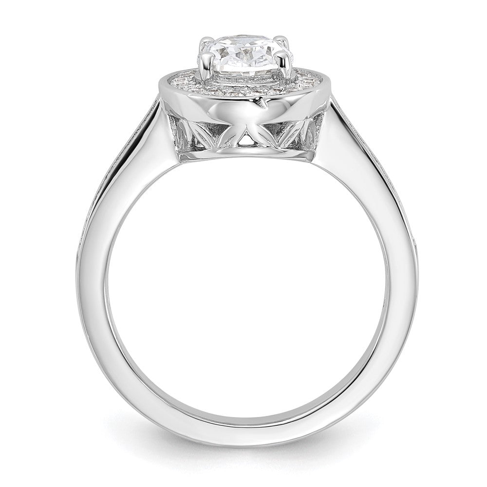 Sterling Silver Rhodium-plated & CZ Oval Ring - 3