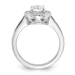 Sterling Silver Rhodium-plated & CZ Oval Ring - 3
