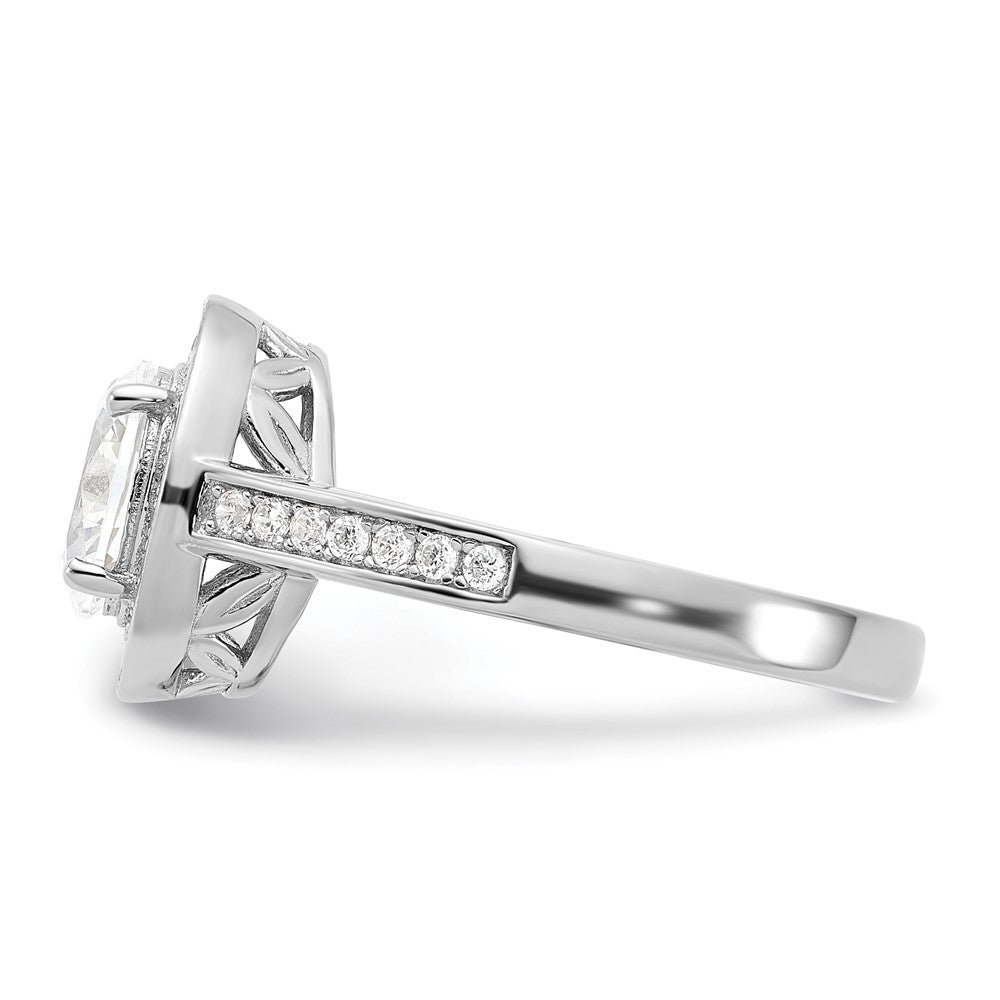Sterling Silver Rhodium-plated & CZ Oval Ring - 3