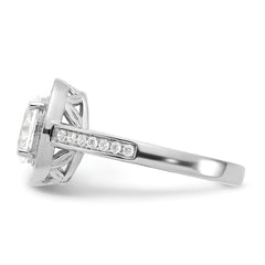 Sterling Silver Rhodium-plated & CZ Oval Ring - 2