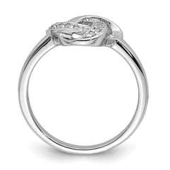 Sterling Silver Rhodium-plated CZ Knot Ring - 2