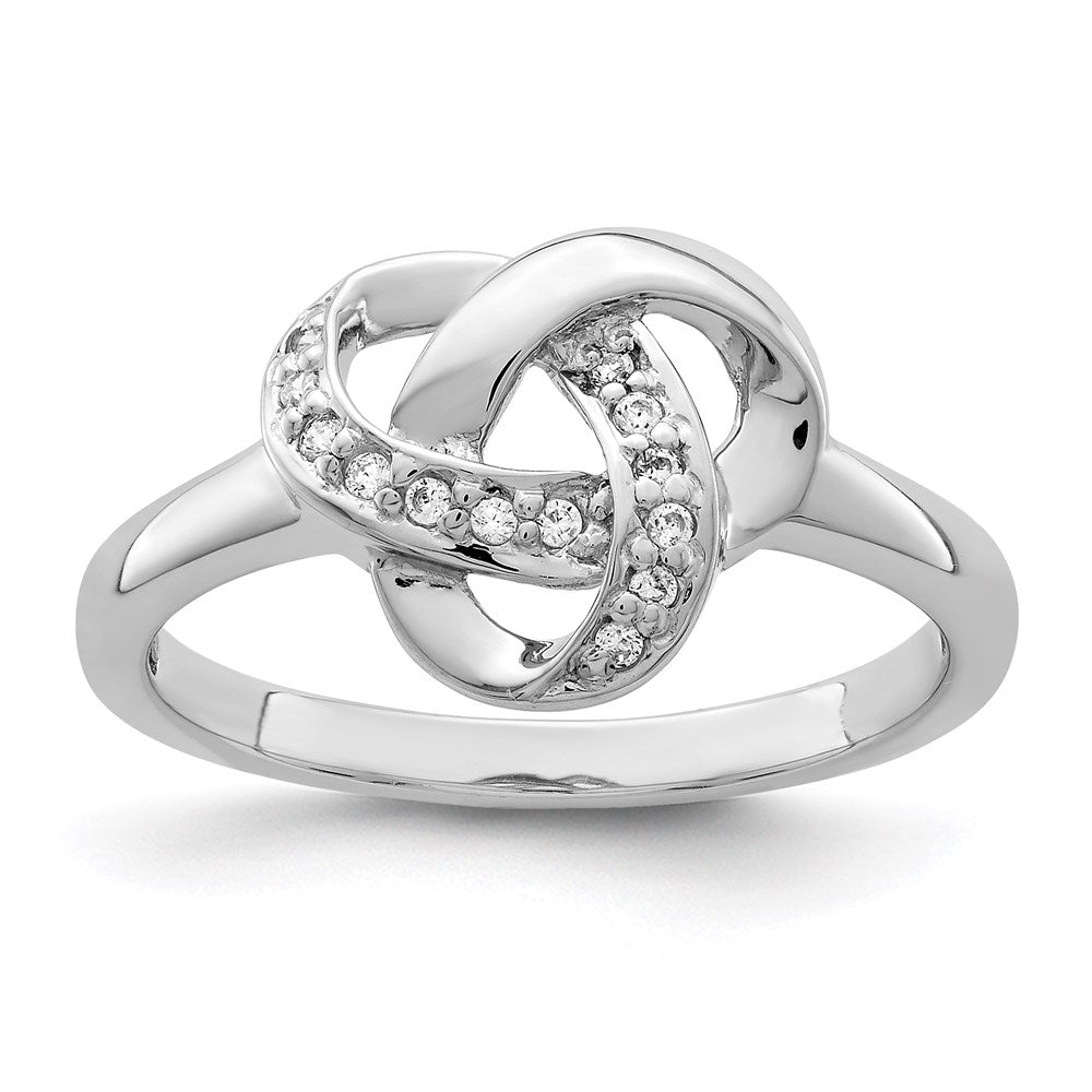 Sterling Silver Rhodium-plated CZ Knot Ring - 2