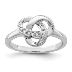 Sterling Silver Rhodium-plated CZ Knot Ring - 2