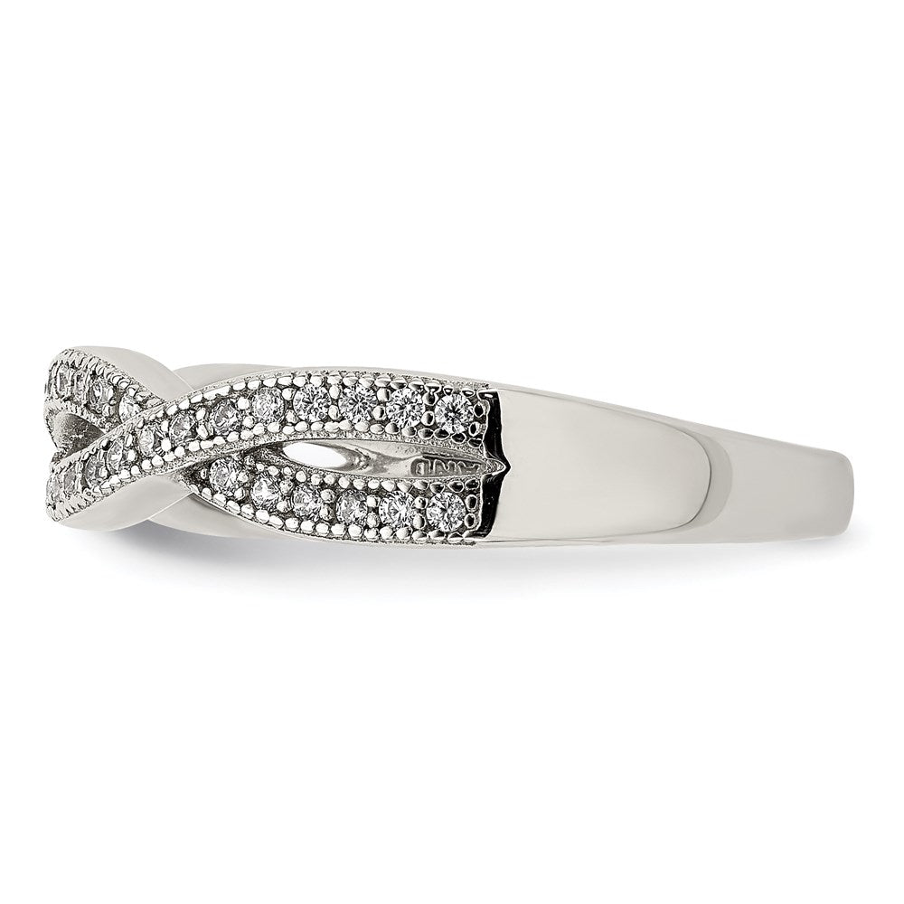 Sterling Silver Rhodium-plated CZ Ring - 15