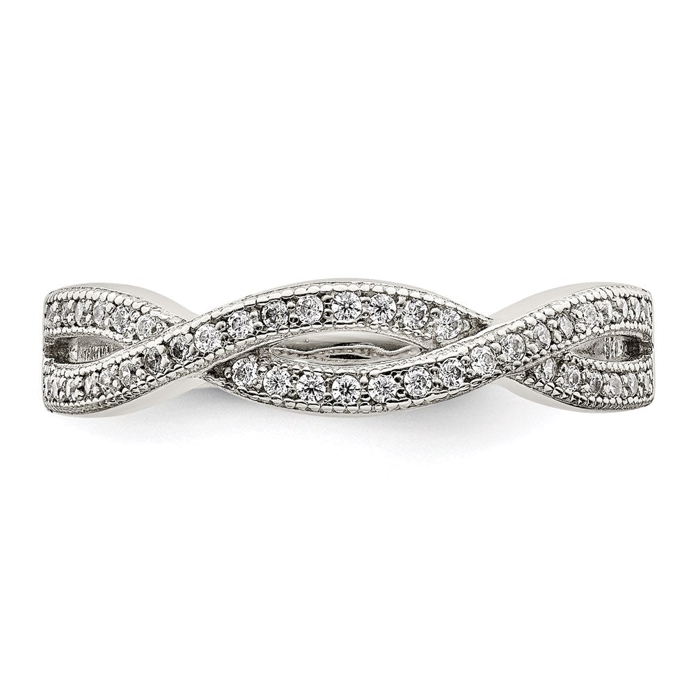 Sterling Silver Rhodium-plated CZ Ring - 15