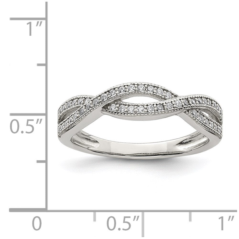Sterling Silver Rhodium-plated CZ Ring - 15