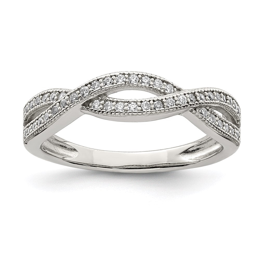 Sterling Silver Rhodium-plated CZ Ring - 15