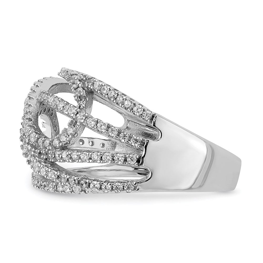 Sterling Silver Rhodium-plated CZ Micro pavâ Ring - 3