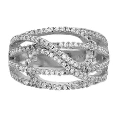 Sterling Silver Rhodium-plated CZ Micro pavâ Ring - 3
