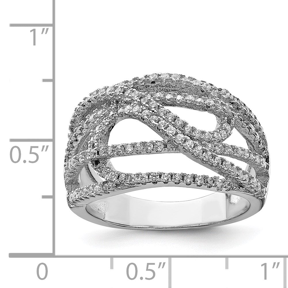 Sterling Silver Rhodium-plated CZ Micro pavâ Ring - 3