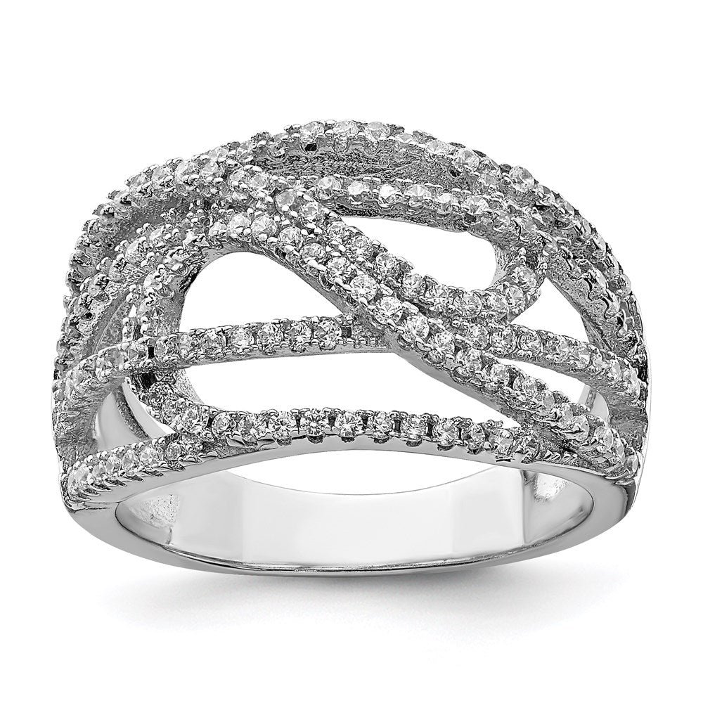 Sterling Silver Rhodium-plated CZ Micro pavâ Ring - 3