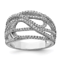 Sterling Silver Rhodium-plated CZ Micro pavâ Ring - 3