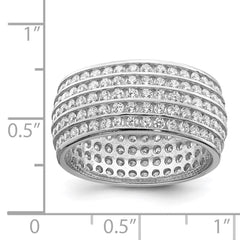 Sterling Silver Rhodium-plated 5-row Eternity Ring - 3
