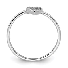 Sterling Silver Rhodium-plated Polished CZ Heart Ring - 6