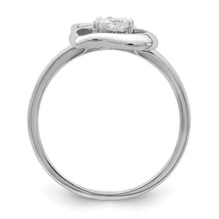 Sterling Silver Rhodium-plated CZ Double Heart Ring - 6