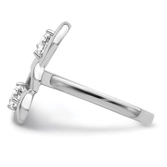 Sterling Silver Rhodium-plated CZ Double Heart Ring - 4