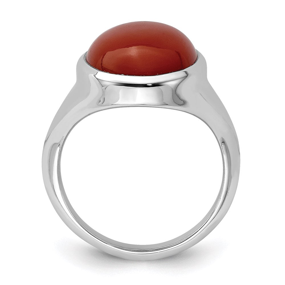 Sterling Silver Rhodium-plated Red Agate Ring - 3