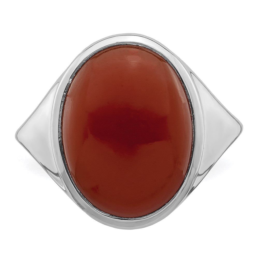 Sterling Silver Rhodium-plated Red Agate Ring - 3